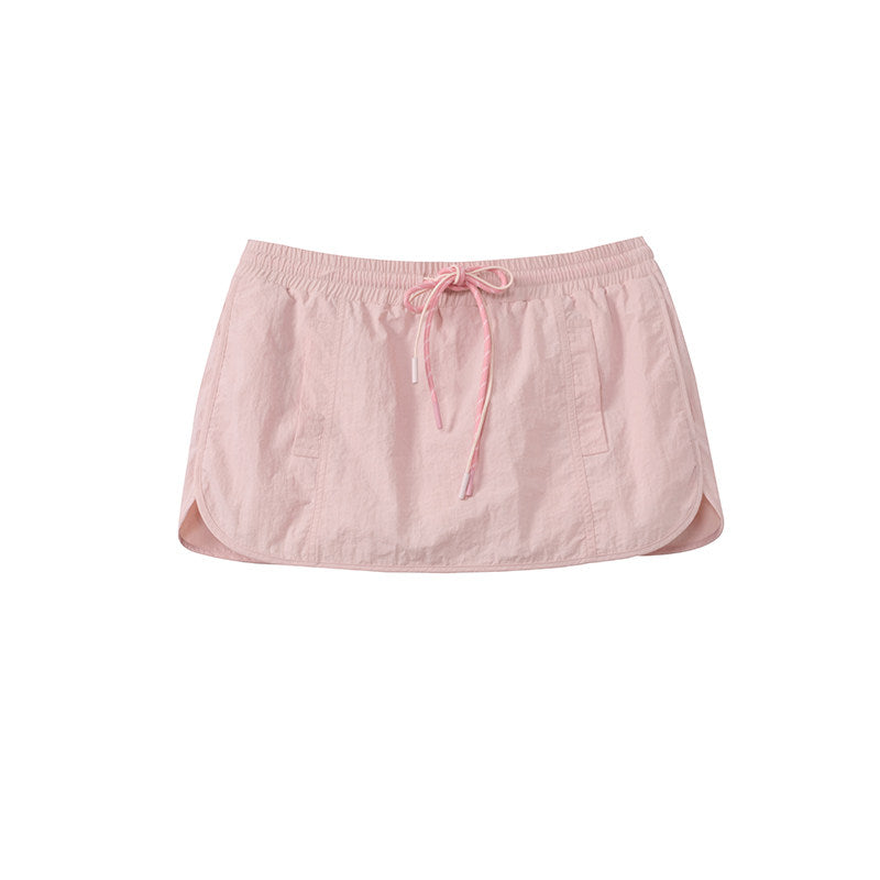 Nylon A-Line Mini Skirt