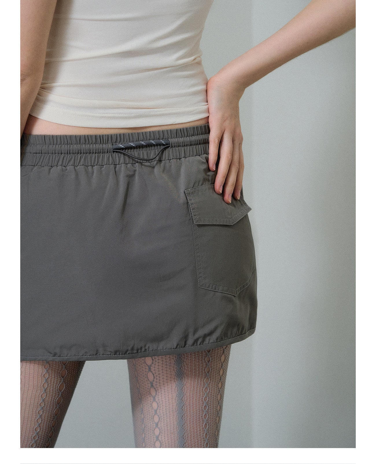 Nylon A-Line Mini Skirt