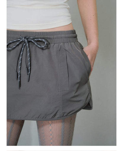 Nylon A-Line Mini Skirt
