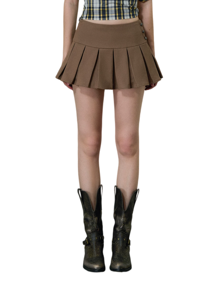 Pleated A-Line Mini Skirt