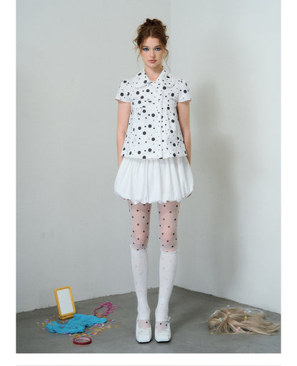 Polka Dot Puff Sleeve Shirt