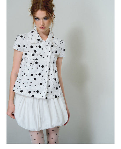 Polka Dot Puff Sleeve Shirt
