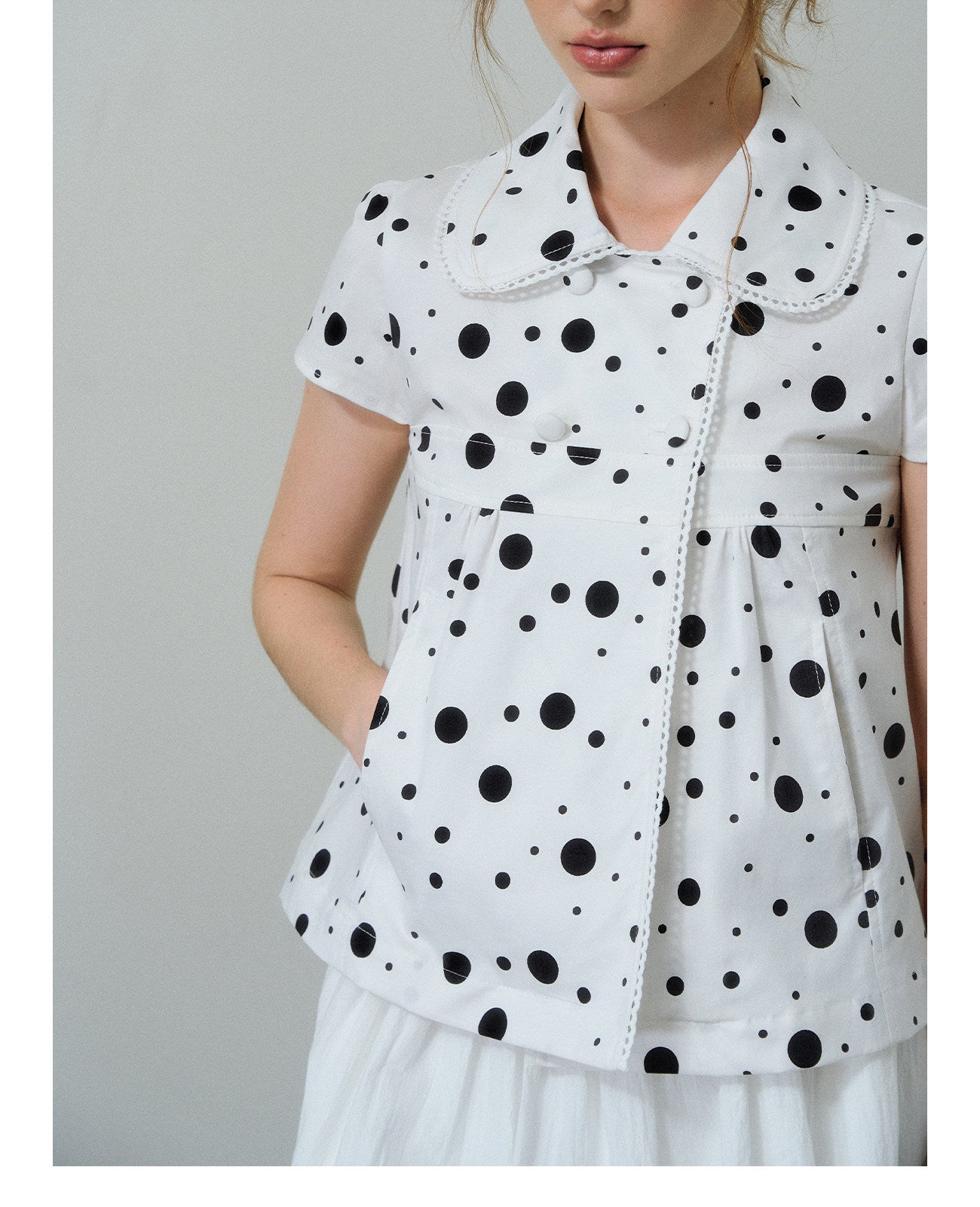 Polka Dot Puff Sleeve Shirt