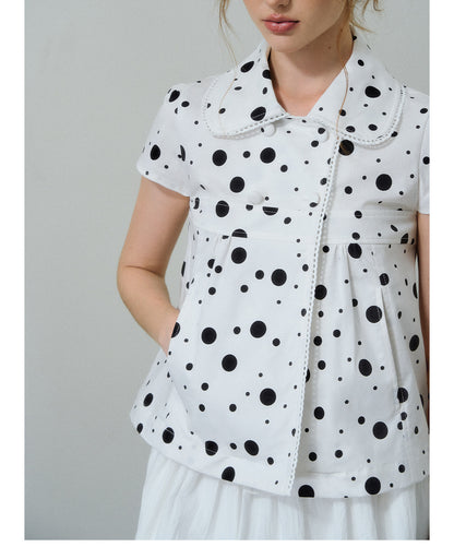 Polka Dot Puff Sleeve Shirt