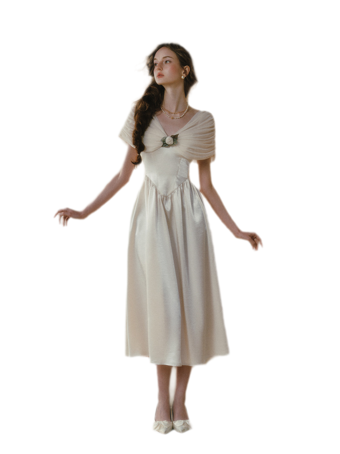 Ruching Rose A-Line Dress