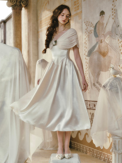 Ruching Rose A-Line Dress