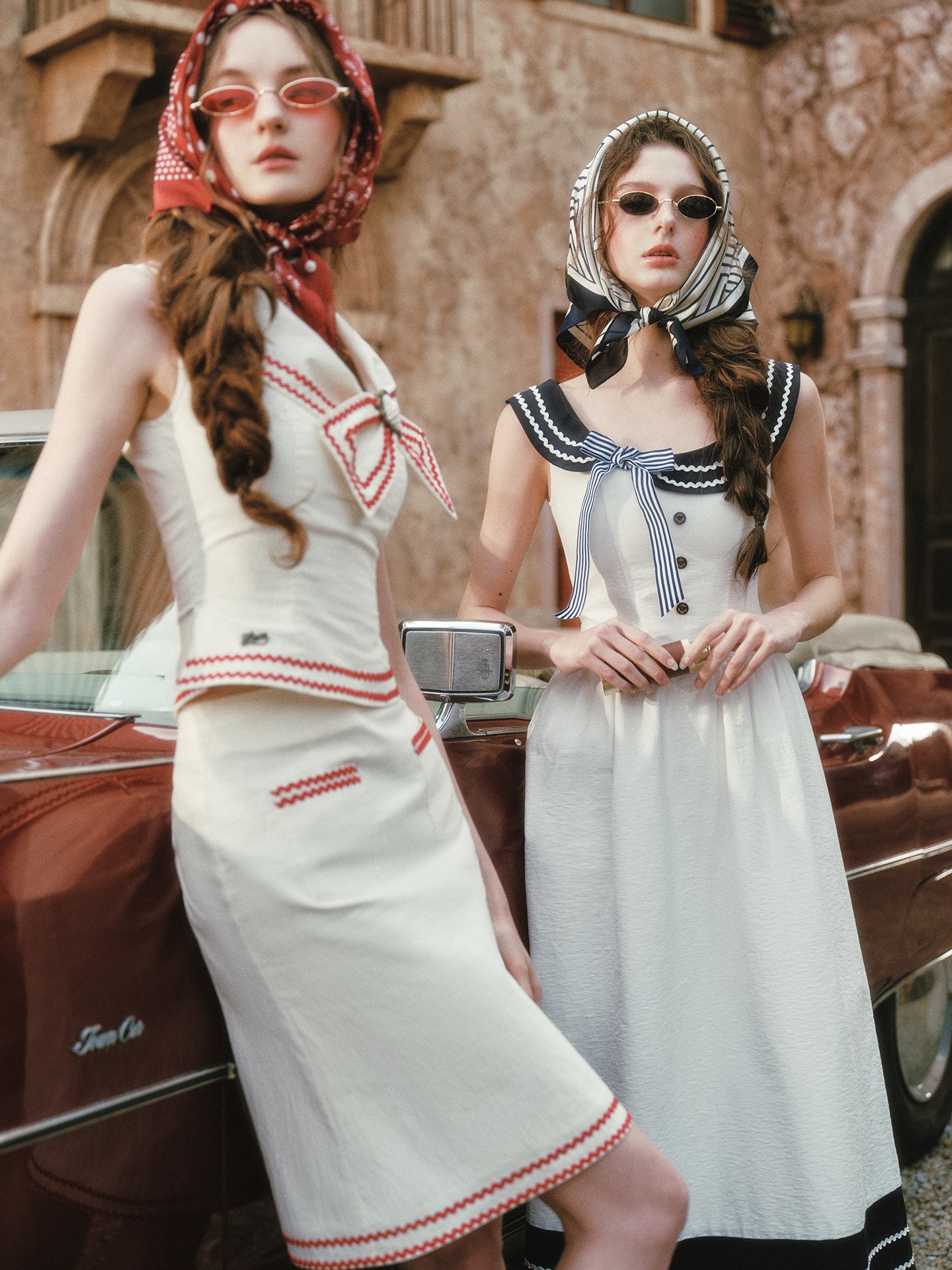 Contrast Sailor Collar Maxi Dress