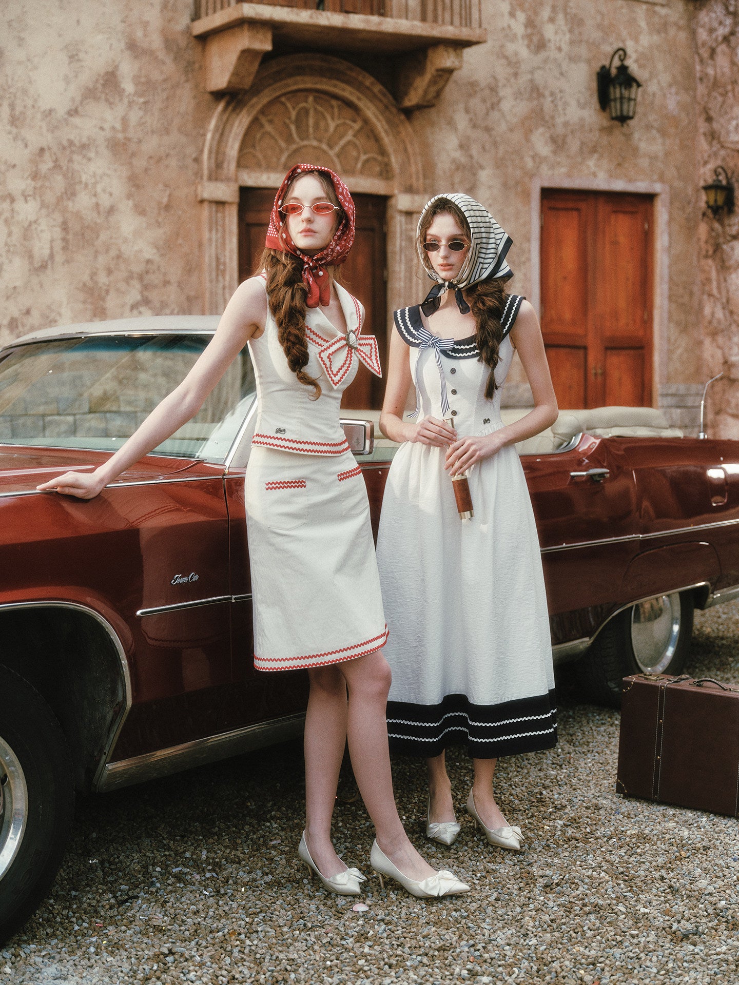 Contrast Sailor Collar Maxi Dress