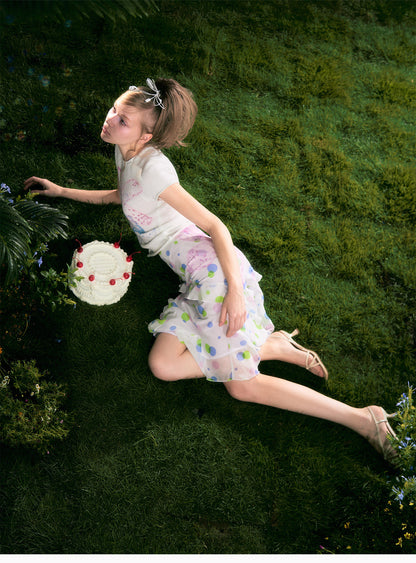 Chiffon Polka Dot Mermaid Skirt