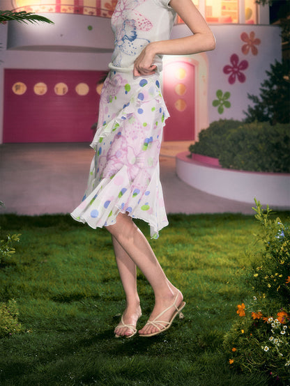 Chiffon Polka Dot Mermaid Skirt