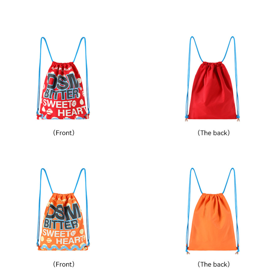 Screen-Printed Drawstring Shoulder Bag