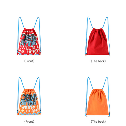 Screen-Printed Drawstring Shoulder Bag