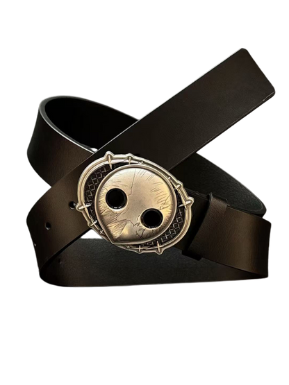 Molded Alloy Buckle Leather Belt