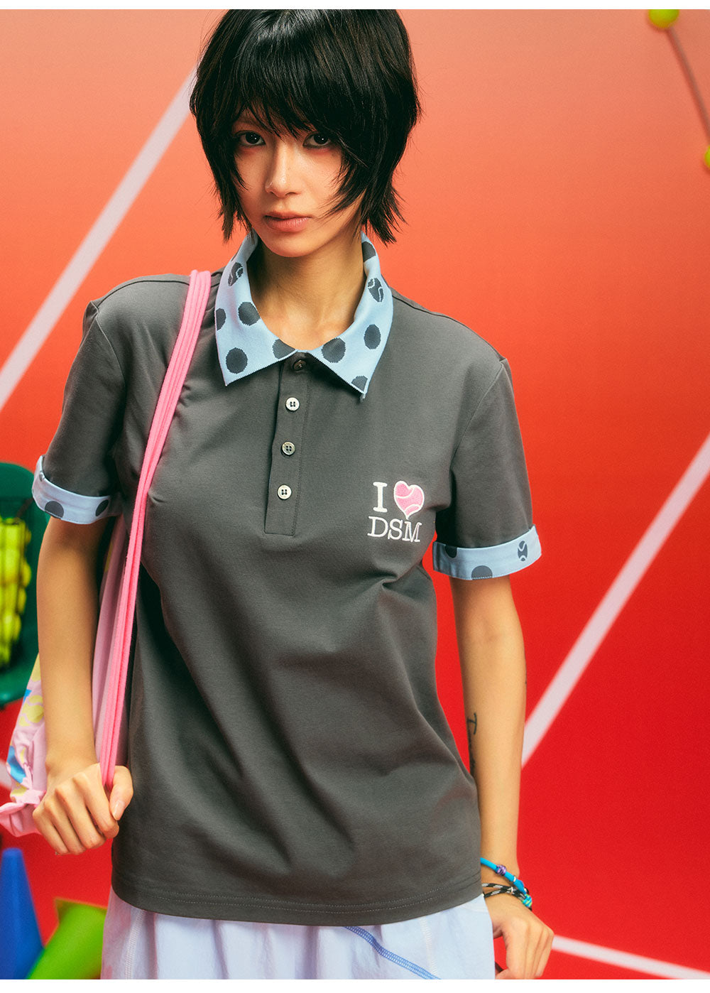 Sorona Polka-Dot Tennis Polo