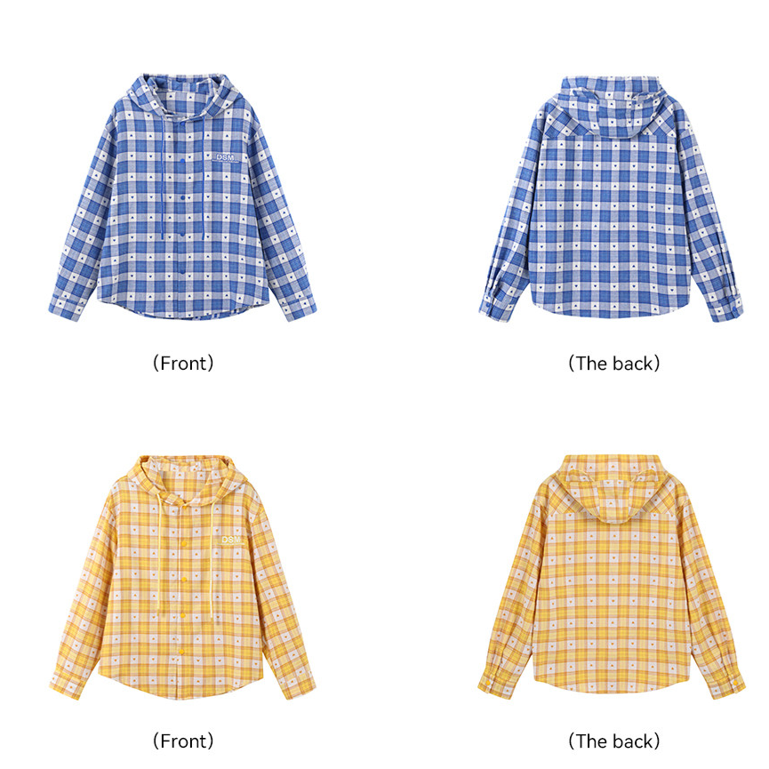 Brushed Plaid Hooded Overshirt