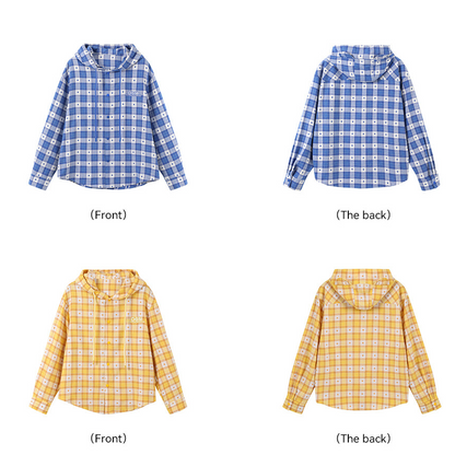 Brushed Plaid Hooded Overshirt