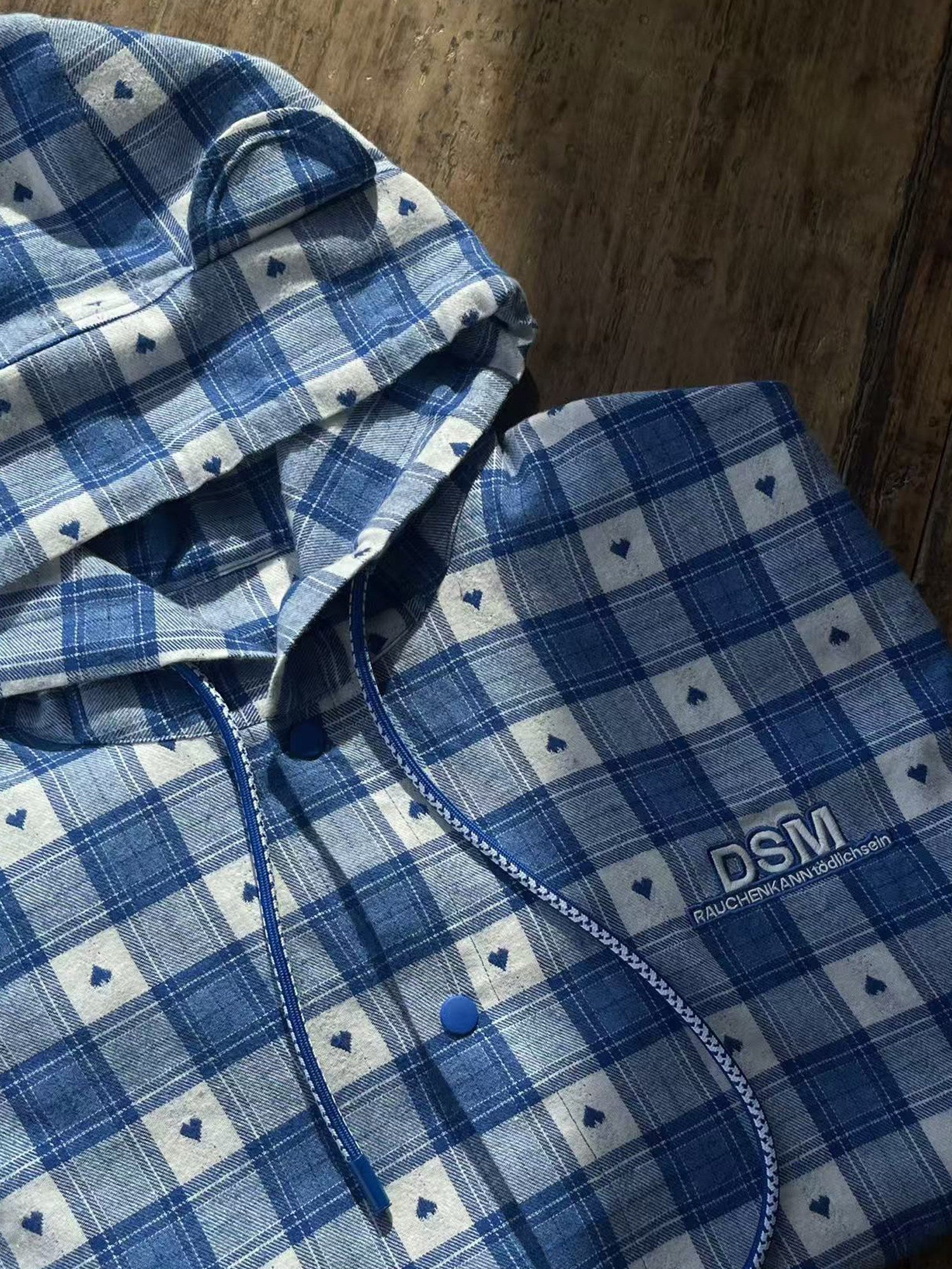 Brushed Plaid Hooded Overshirt