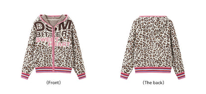 Leopard Jacquard Hooded Cardigan