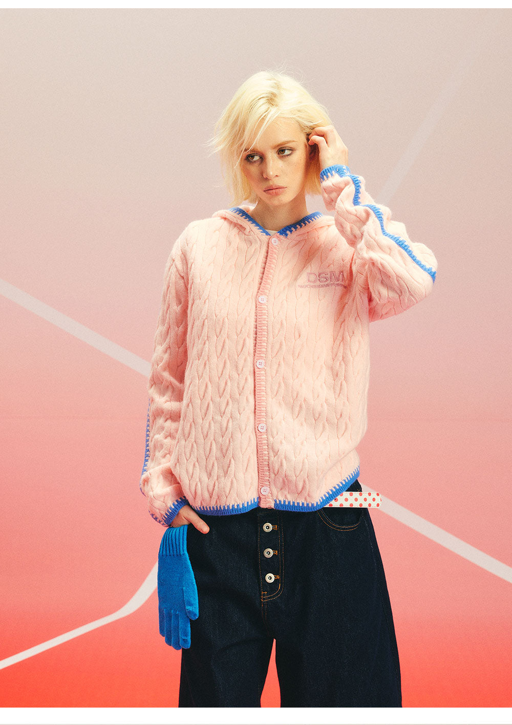 Arctic Velvet Cable-Knit Hooded Cardigan