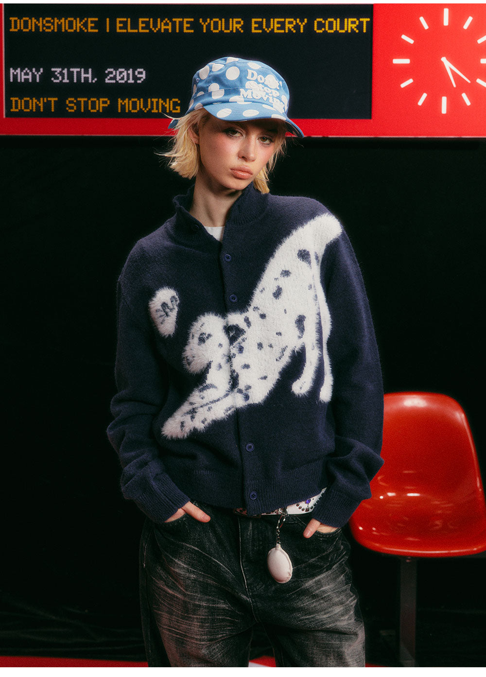 Textured Jacquard Stand-Collar Cardigan