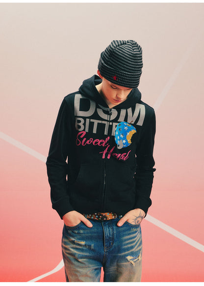 Fruit Print Zip Hoodie