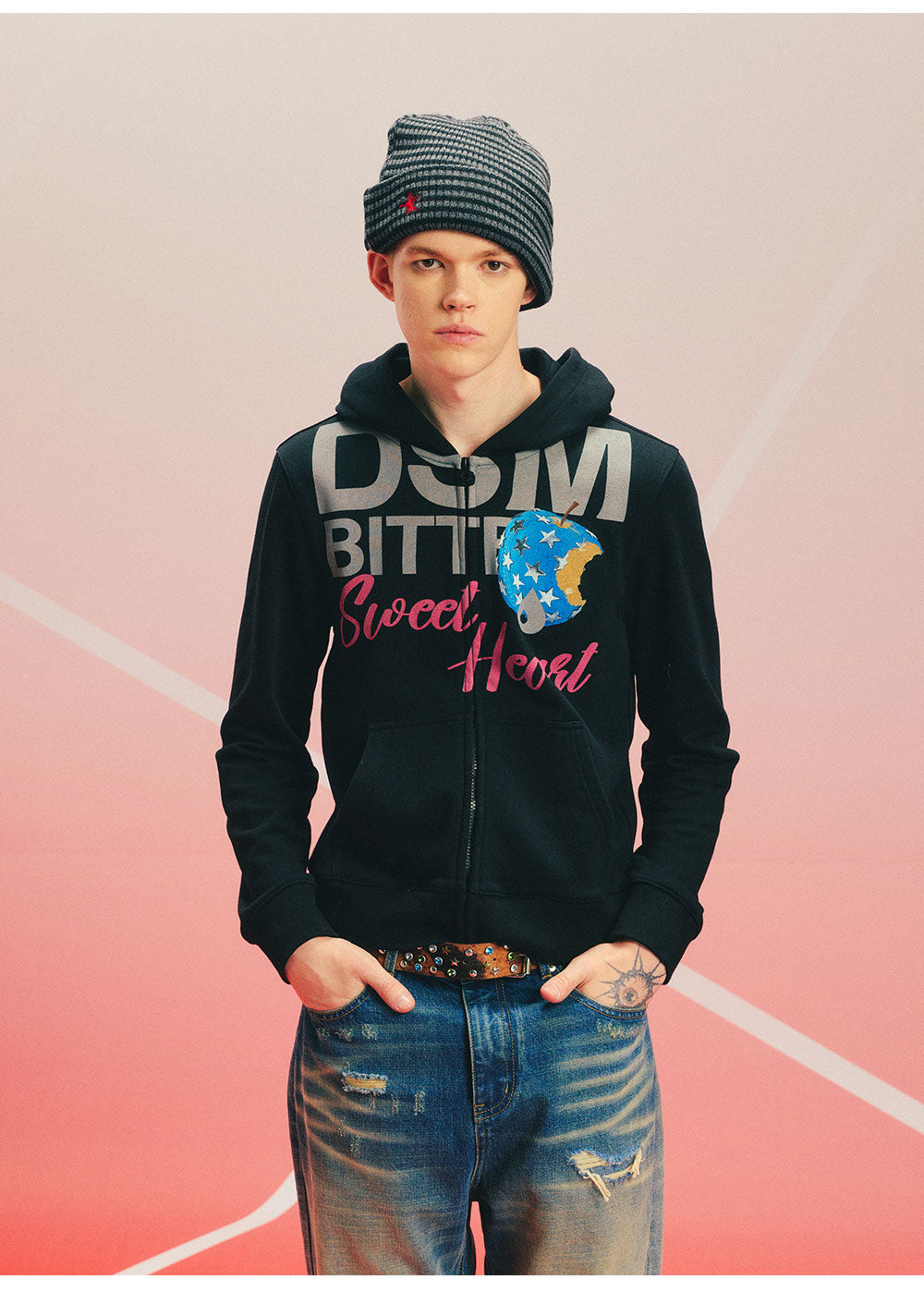Fruit Print Zip Hoodie