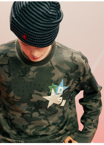 Printed Waffle Camouflage T-Shirt
