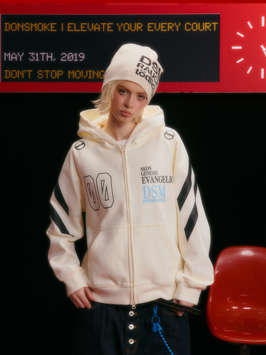 Screen-Printed Loose Hooded Sweatshirt