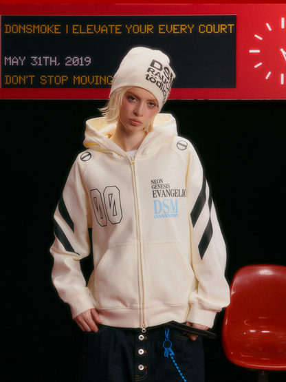 Screen-Printed Loose Hooded Sweatshirt