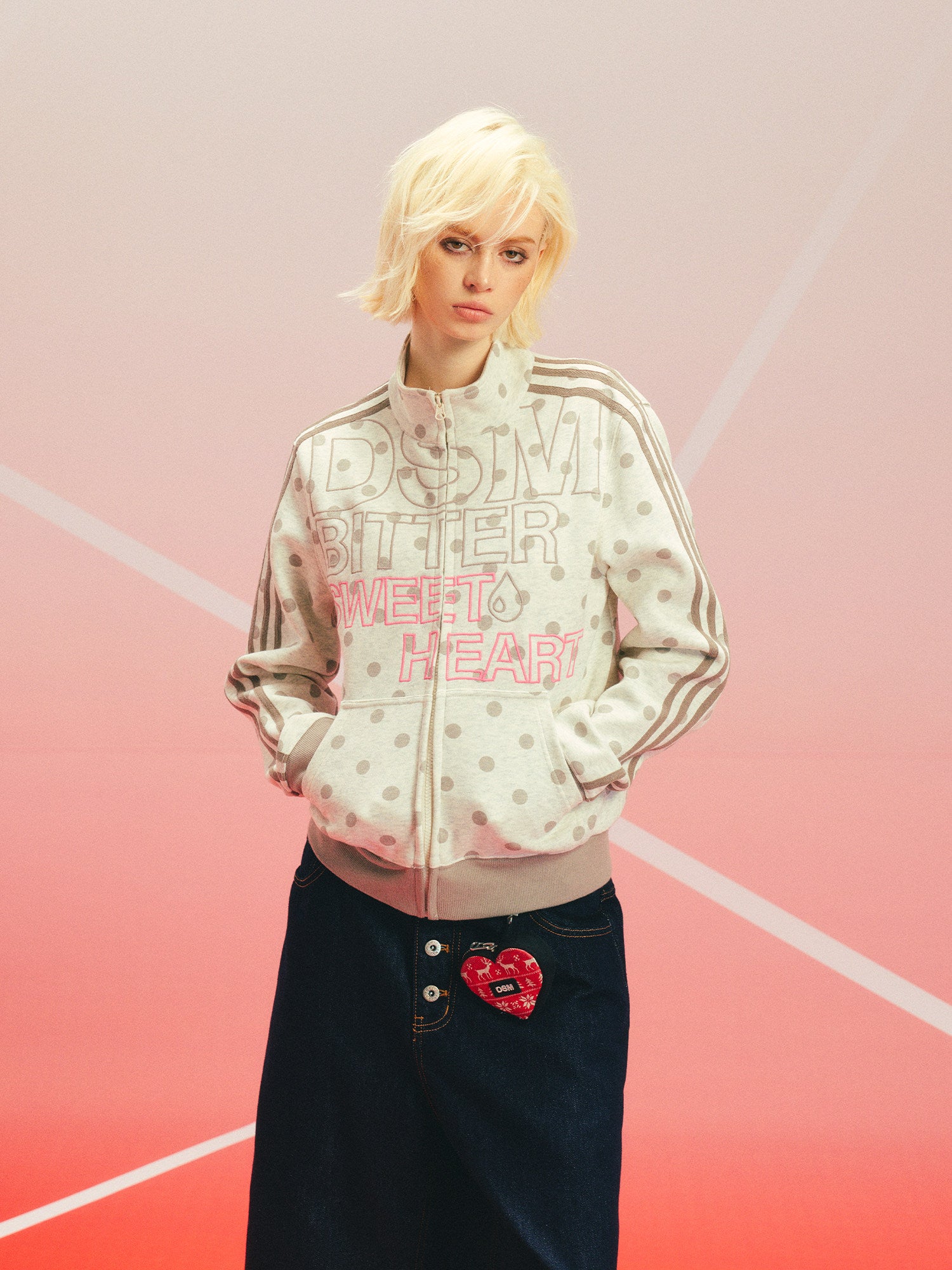 Custom Polka-Dot Stand-Collar Sweatshirt