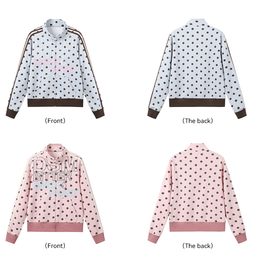 Custom Polka-Dot Stand-Collar Sweatshirt