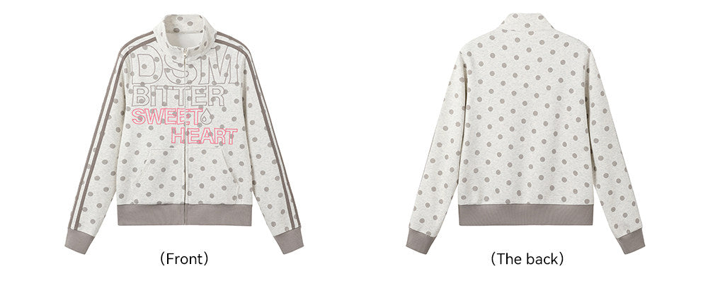 Custom Polka-Dot Stand-Collar Sweatshirt