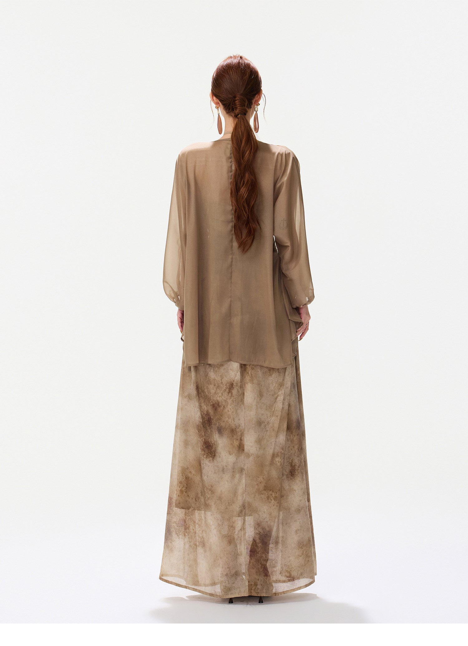 Sheer Wrap Asymmetric Blouse
