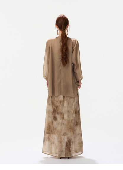 Sheer Wrap Asymmetric Blouse