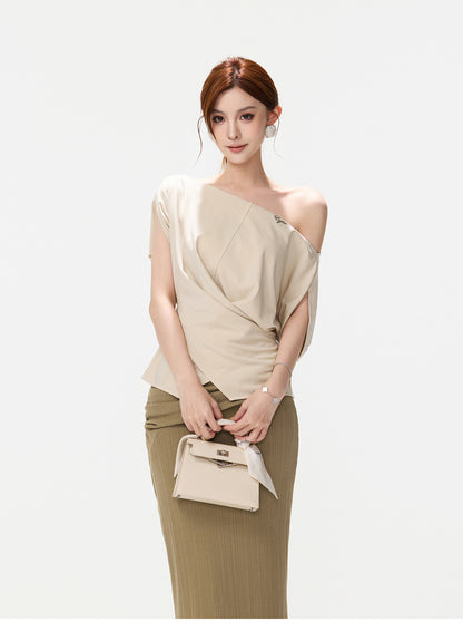 Lyocell Asymmetric Wrap Knit Top