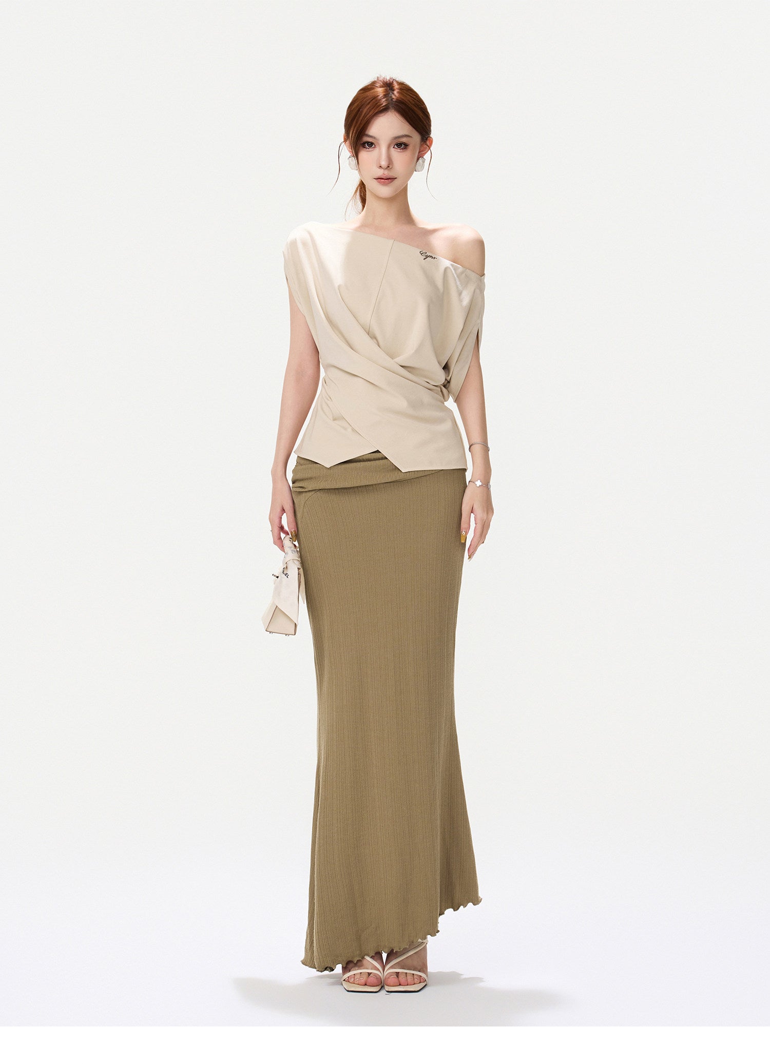 Lyocell Asymmetric Wrap Knit Top