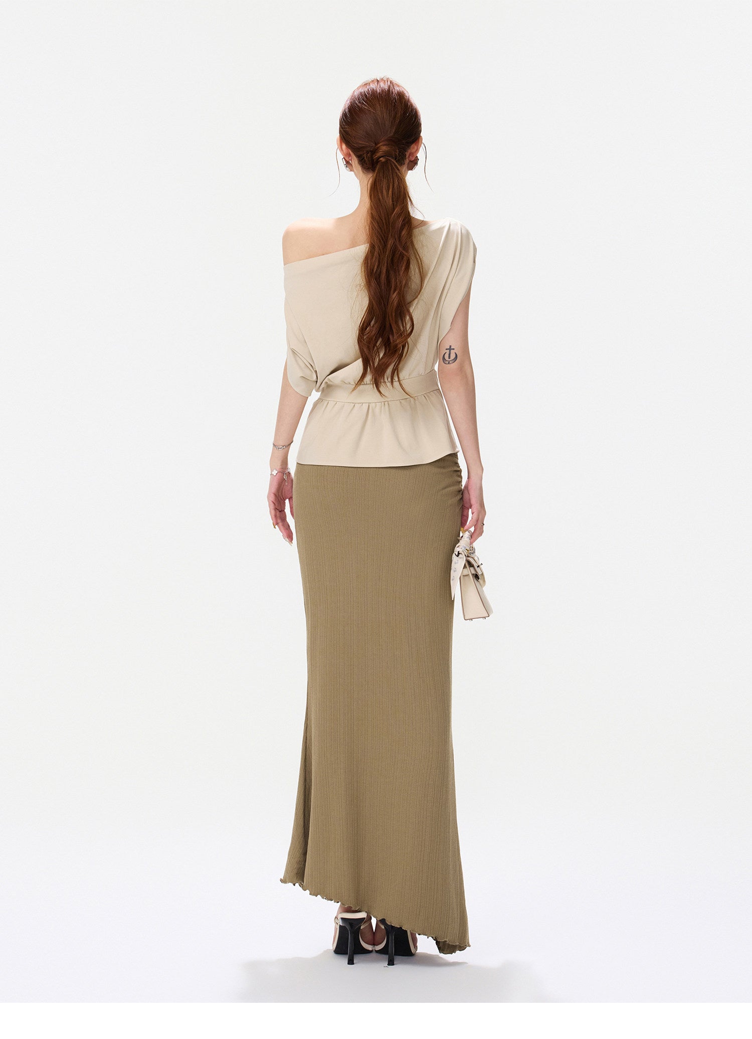 Lyocell Asymmetric Wrap Knit Top