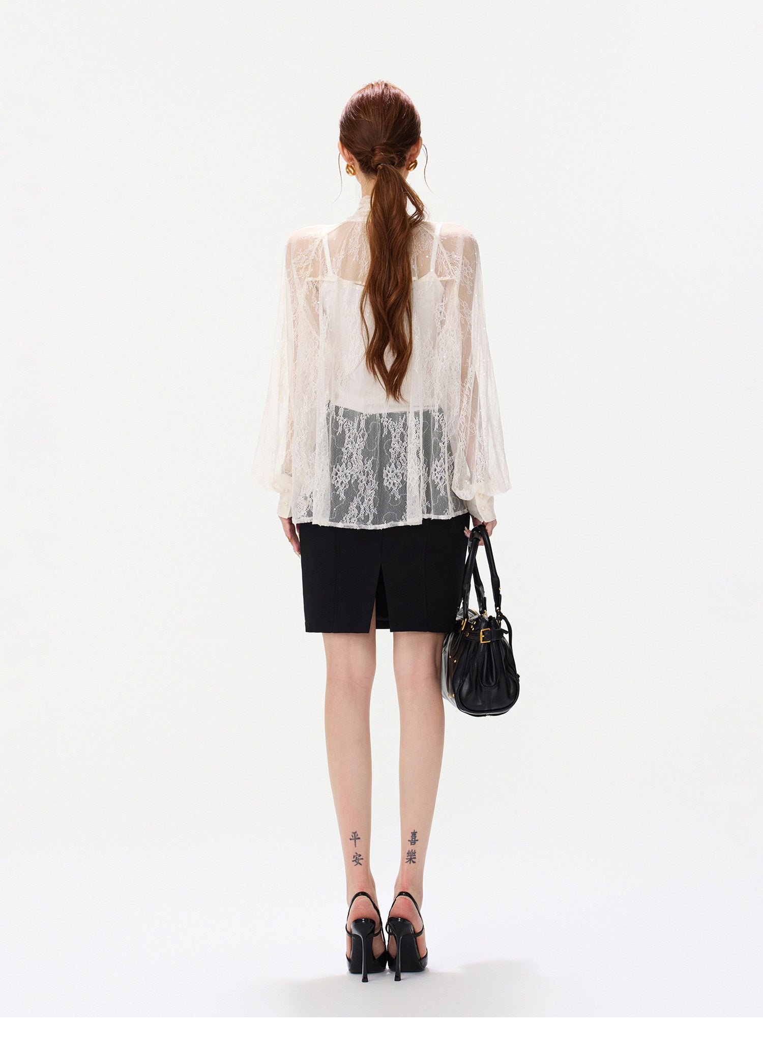 Sequin Lace Ribbon Blouse