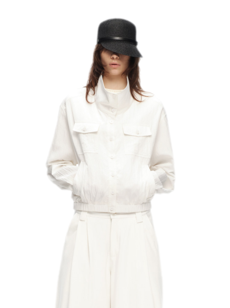 Lightweight High-Collar Cropped Jacket