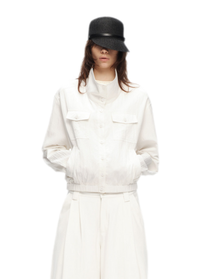 Lightweight High-Collar Cropped Jacket