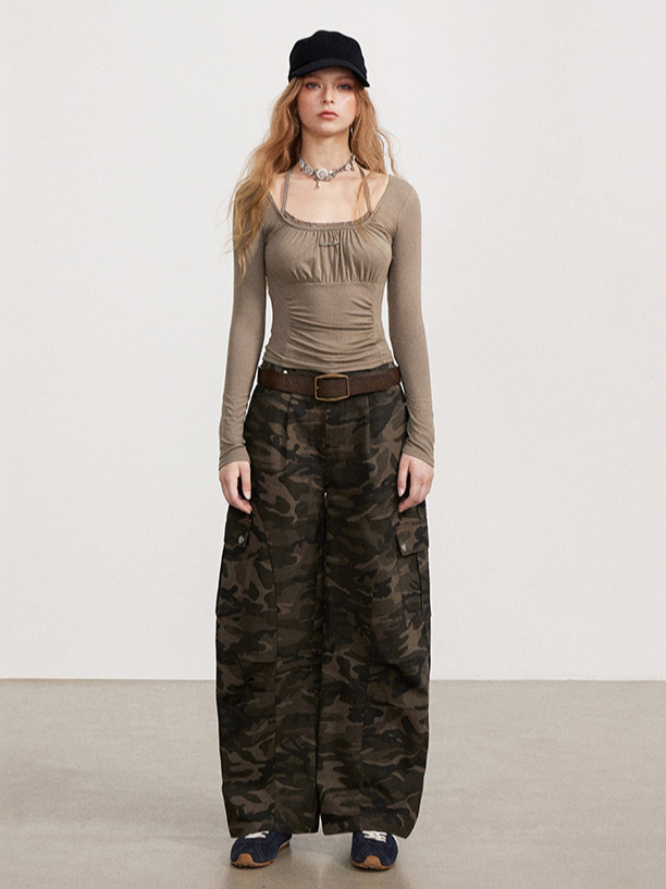 Vintage Curved-Leg Cargo Pants