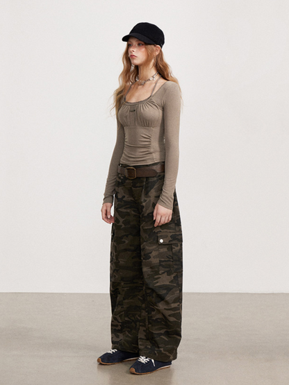 Vintage Curved-Leg Cargo Pants