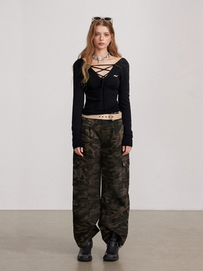 Vintage Curved-Leg Cargo Pants
