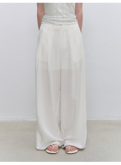 Textured Low-Waist Wide-Leg Trousers