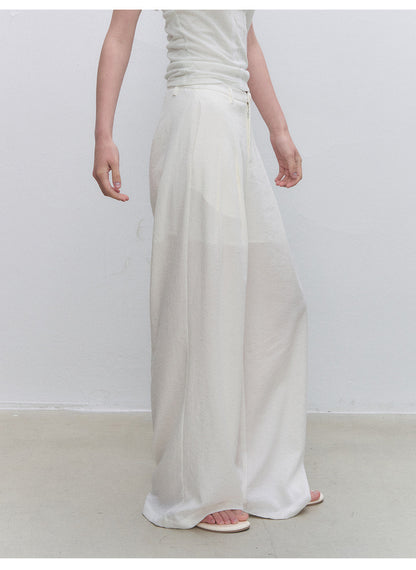 Textured Low-Waist Wide-Leg Trousers