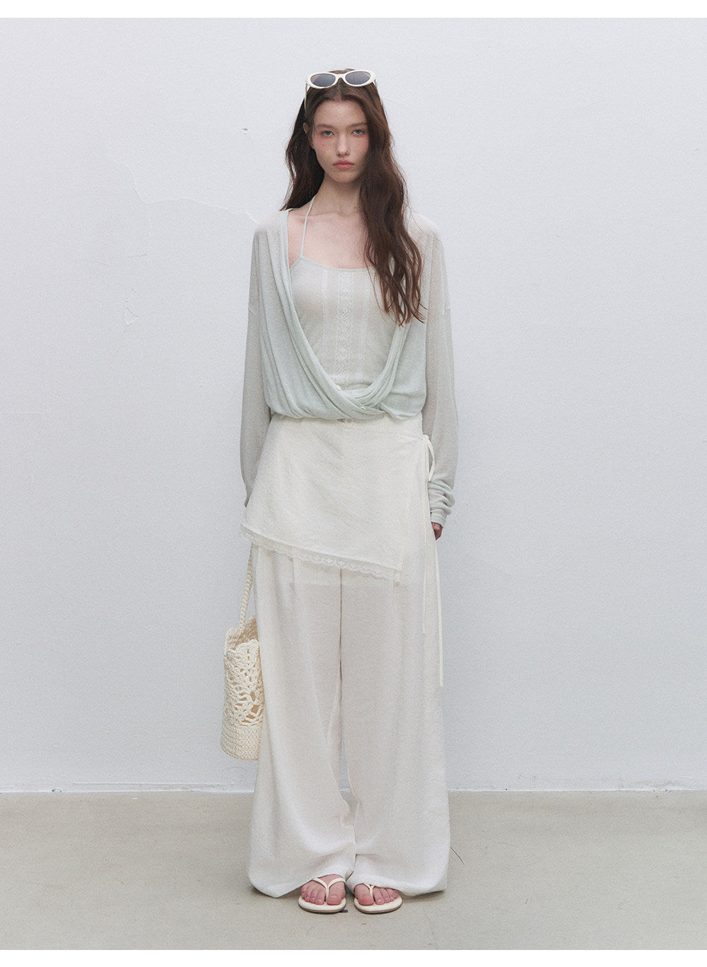 Textured Low-Waist Wide-Leg Trousers