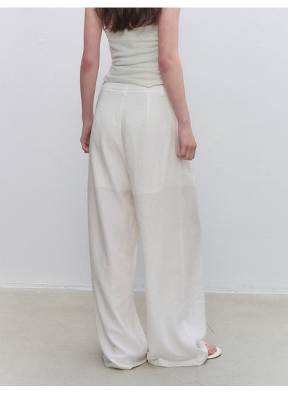 Textured Low-Waist Wide-Leg Trousers