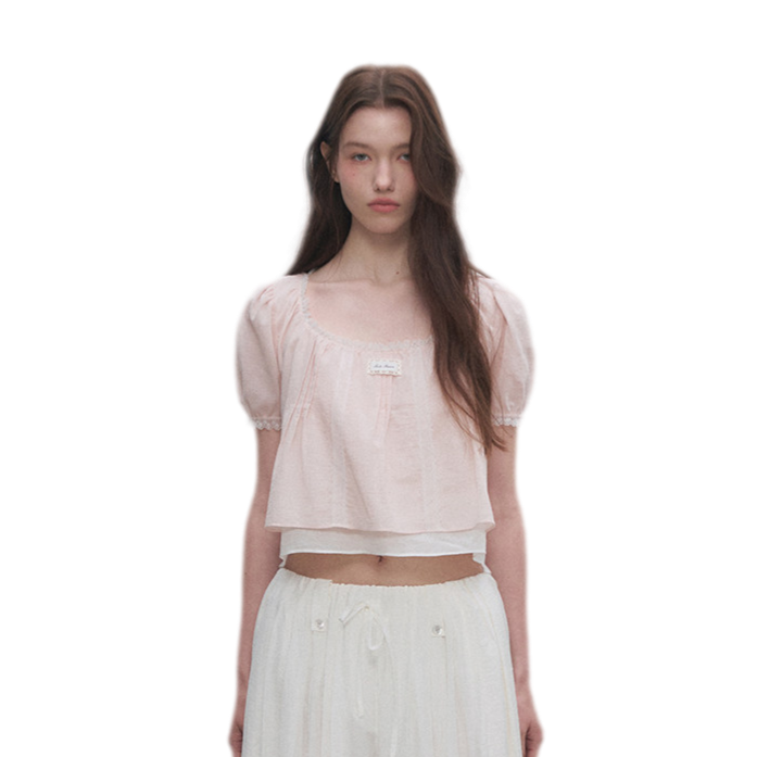 Cotton Lace Trim Cropped Top