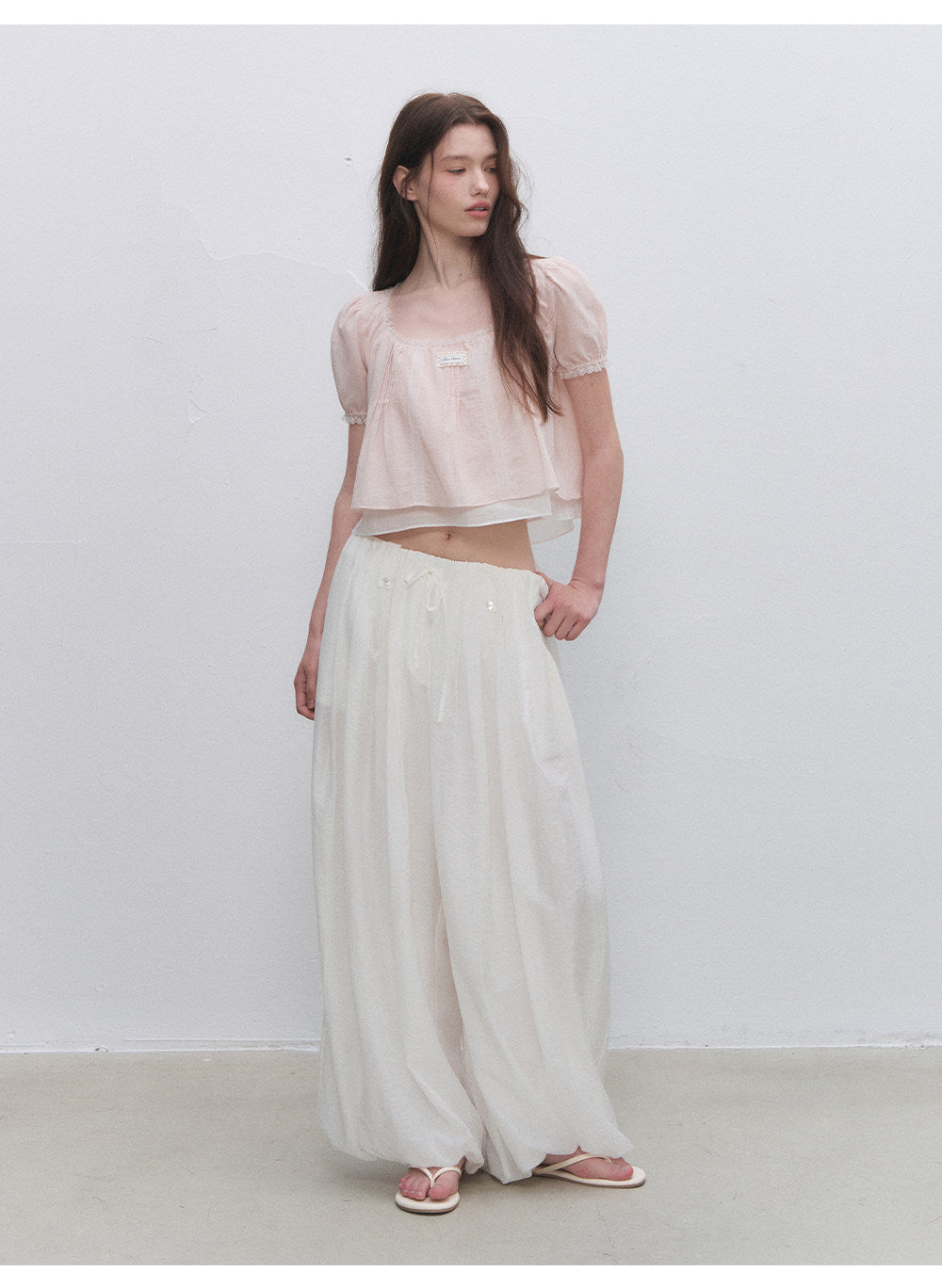 Cotton Lace Trim Cropped Top