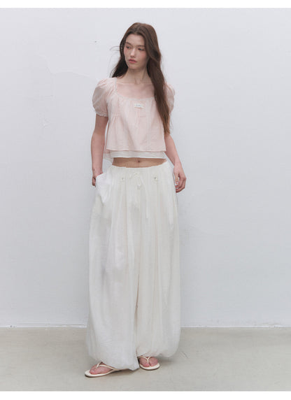 Cotton Lace Trim Cropped Top